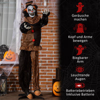 153cm Animatronic Halloween Horror Clown Gruselfigur Deko Sound Licht Effekte