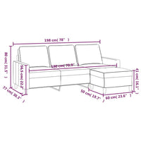 3-Sitzer Sofa Couch Polstersofa 198cm Hocker Wohnzimmer
