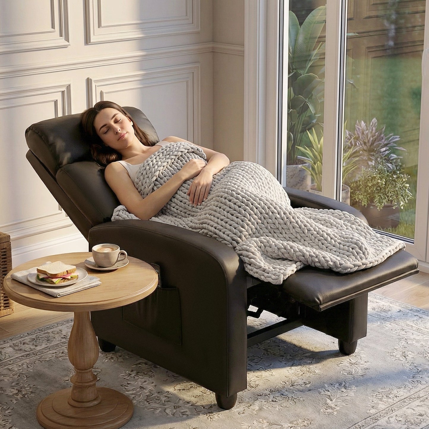 Fernsehsessel Liegefunktion Massagefunktion Relaxsessel Braun Kunstleder