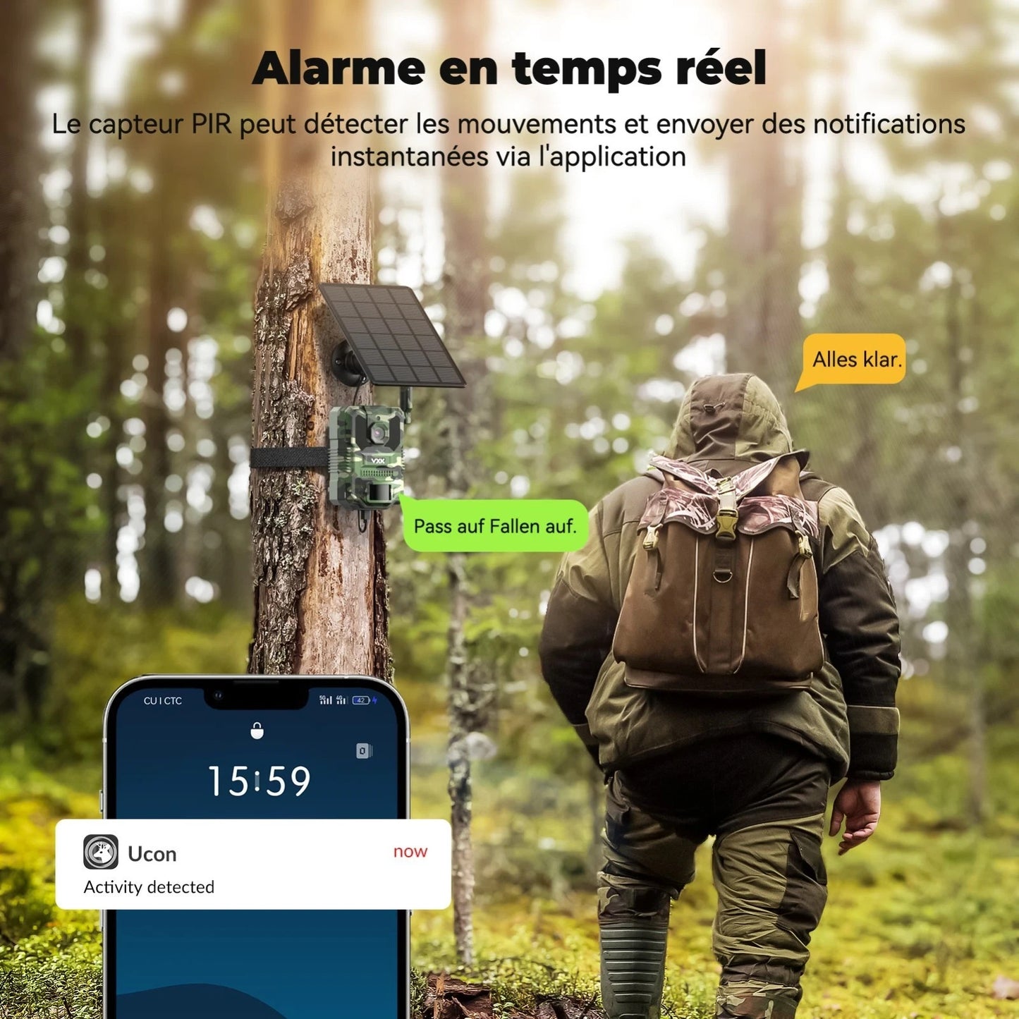 4G LTE Wildkamera Handyübertragung APP 27K Solar SIM Karte 64GB Nachtsicht