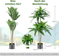 Kunstpflanze Dracena Zimmerpflanze Palme Drachenbaum Topf