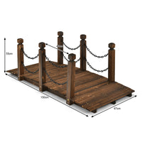 Holzbrücke Teichbrücke Gartenbrücke Geländer 150x67x55cm Wetterfest