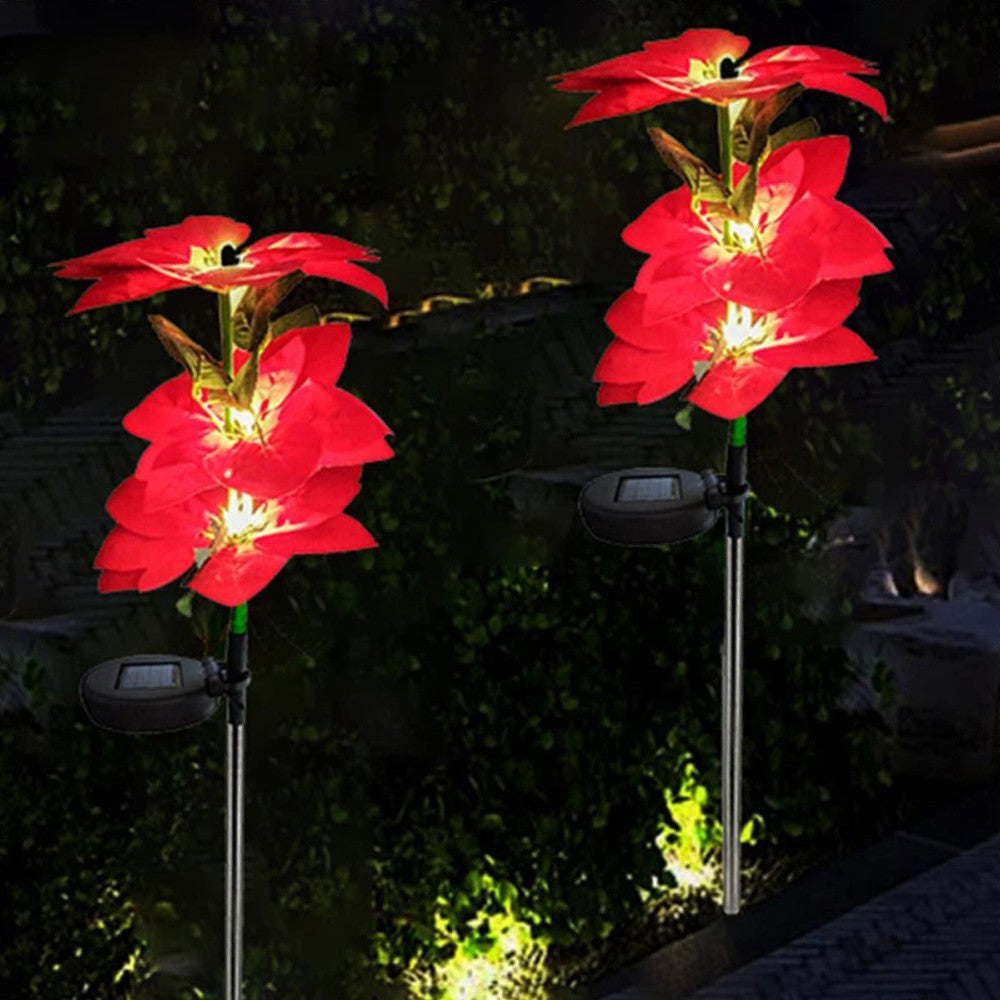 2er Set LED Solar Laternen Gartenleuchte Blumen Solarlampe