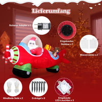 220cm Aufblasbarer Weihnachtsmann Flugzeug LED Weihnachtsdeko Dekoration