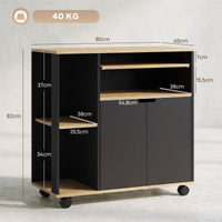 Küchenwagen Servierwagen Rollwagen Schrank Rollen 80x40x82cm Wagen