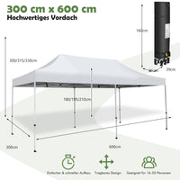 Faltpavillon 3x6m Pop Up Pavillon Gartenpavillon Wasserdicht
