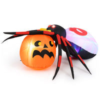 Aufblasbare Halloween Spinne Kürbis Dekoration LED Discolicht 180cm