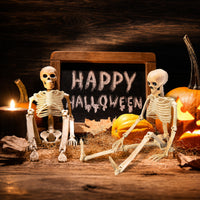 Halloween Skelett 5 Figuren Spinnen Dekoration Spinnennetz Deko