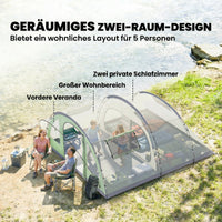 Tunnelzelt 5 Personen Familienzelt Campingzelt Outdoor Zelt 196cm