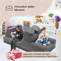 Kindersofa 10-teilig Schaumstoff Bausteine modular Spielsofa 120x60x50cm