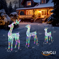 3tlg Rentier Familie Weihnachtsdeko LED Beleuchtet Dekoration