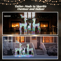 3tlg Rentier Familie Weihnachtsdeko LED Beleuchtet Dekoration