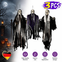 Halloween Skelett Geist 3er Set Geister Deko Gruselig Dekoration