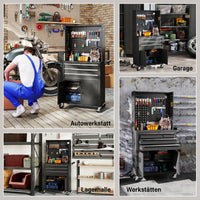 Werkzeugschrank Werkzeugkasten Rollen Lochplatte Werkstatt 69x33x133cm