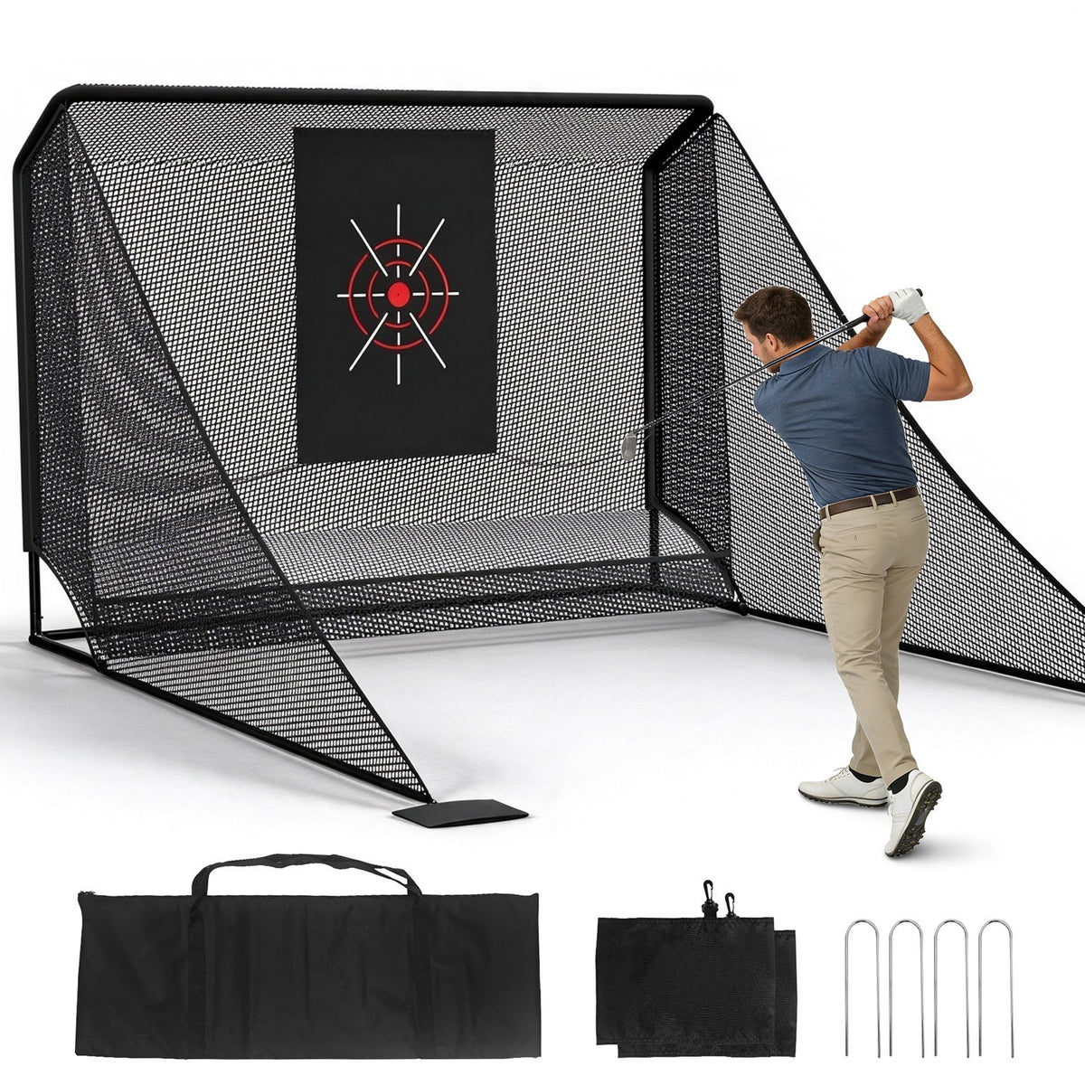 Golf Trainingsnetz Abschlagnetz Ballrücklauf Seitenschutz 304x217cm Outdoor