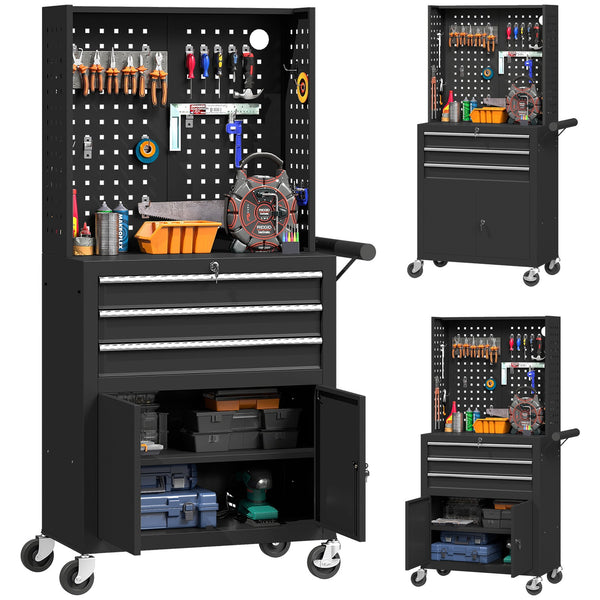 Werkzeugschrank Werkzeugkasten Rollen Lochplatte Werkstatt 69x33x133cm
