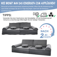 Kindersofa 10-teilig Schaumstoff Bausteine modular Spielsofa 120x60x50cm
