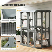 Katzengehege Outdoor Begehbar Holzhaus Katzenhaus 156x94x180cm Haustiere