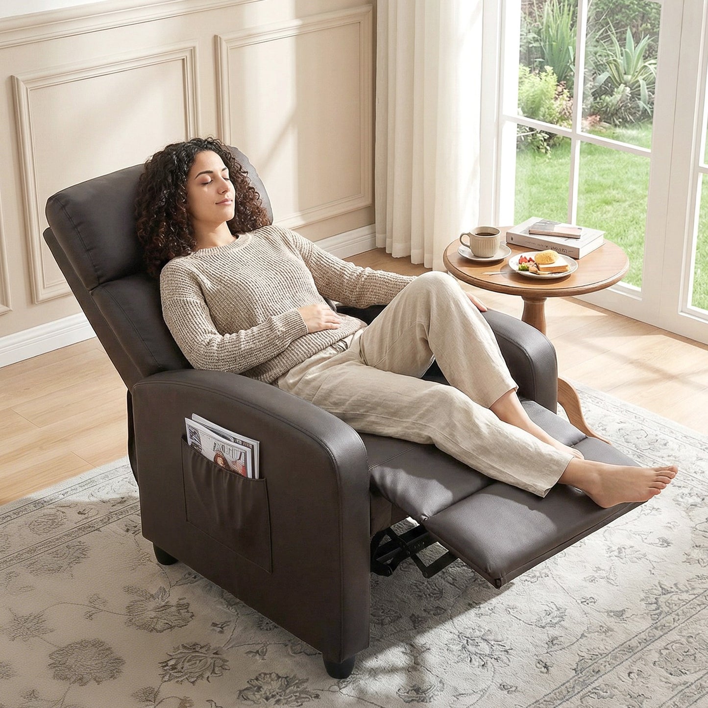 Fernsehsessel Liegefunktion Massagefunktion Relaxsessel Braun Kunstleder