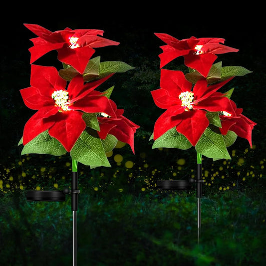 2er Set LED Solar Laternen Gartenleuchte Blumen Solarlampe