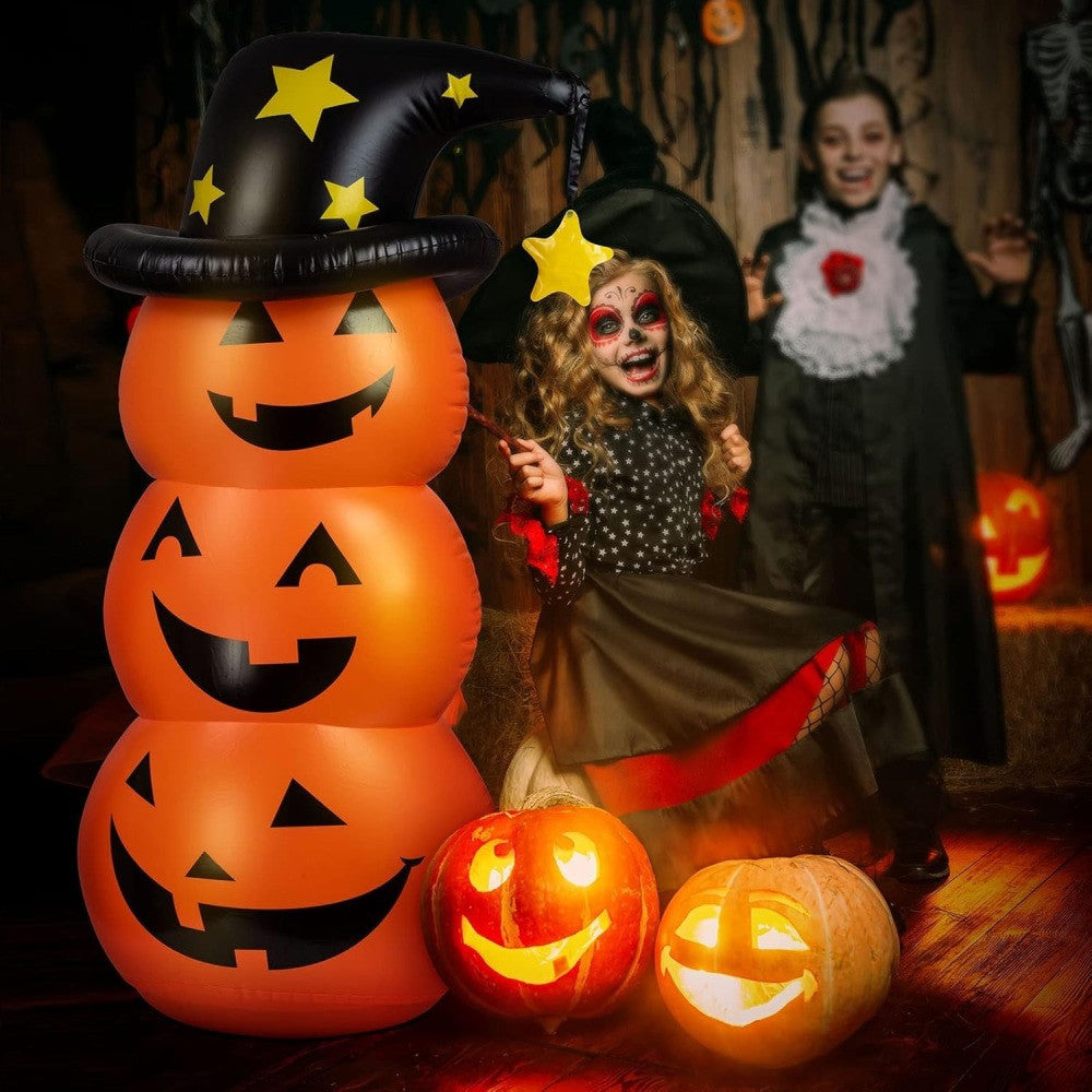 XXL Aufblasbarer LED Kürbis 140cm  Beleuchtung Halloween Dekoration Garten