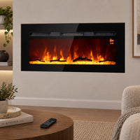 Elektrokamin 1800W Wandmontage Fernbedienung Timer Flammeneffekt 91cm