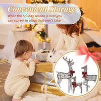 3tlg LED Rattan Rentier Familie Weihnachtsdeko Dekoration