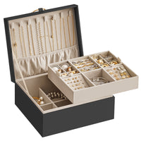 Schmuckkästchen 2 Ebenen Griff Schmuckkasten Schmuckbox Samt