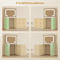 Schminktisch LED-Beleuchtung Spiegel Steckdose USB 118x78x135cm