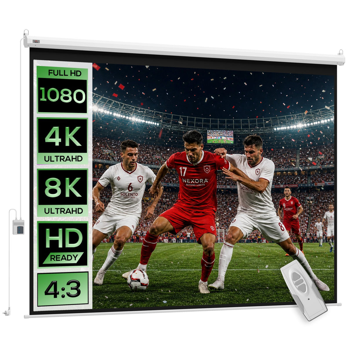 Beamer Leinwand Elektrisch 171x130cm Fernbedienung 4:3 Format
