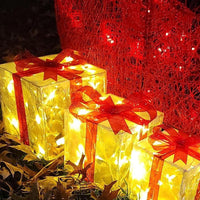 LED Geschenkboxen 3er Set Beleuchtete Dekoboxen Batteriebetrieben