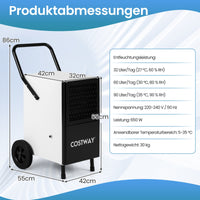 90L Luftentfeuchter Gewerblich Bautrockner 200m² Entfeuchter Luft