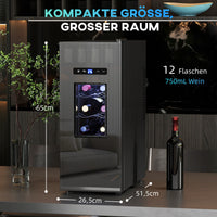 Weinkühlschrank 12 Flaschen 30L LED Getränkekühlschrank Getränke Kühlschrank