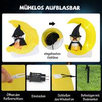155cm Halloween Eule Outdoor LED Aufblasbar Deko Eule