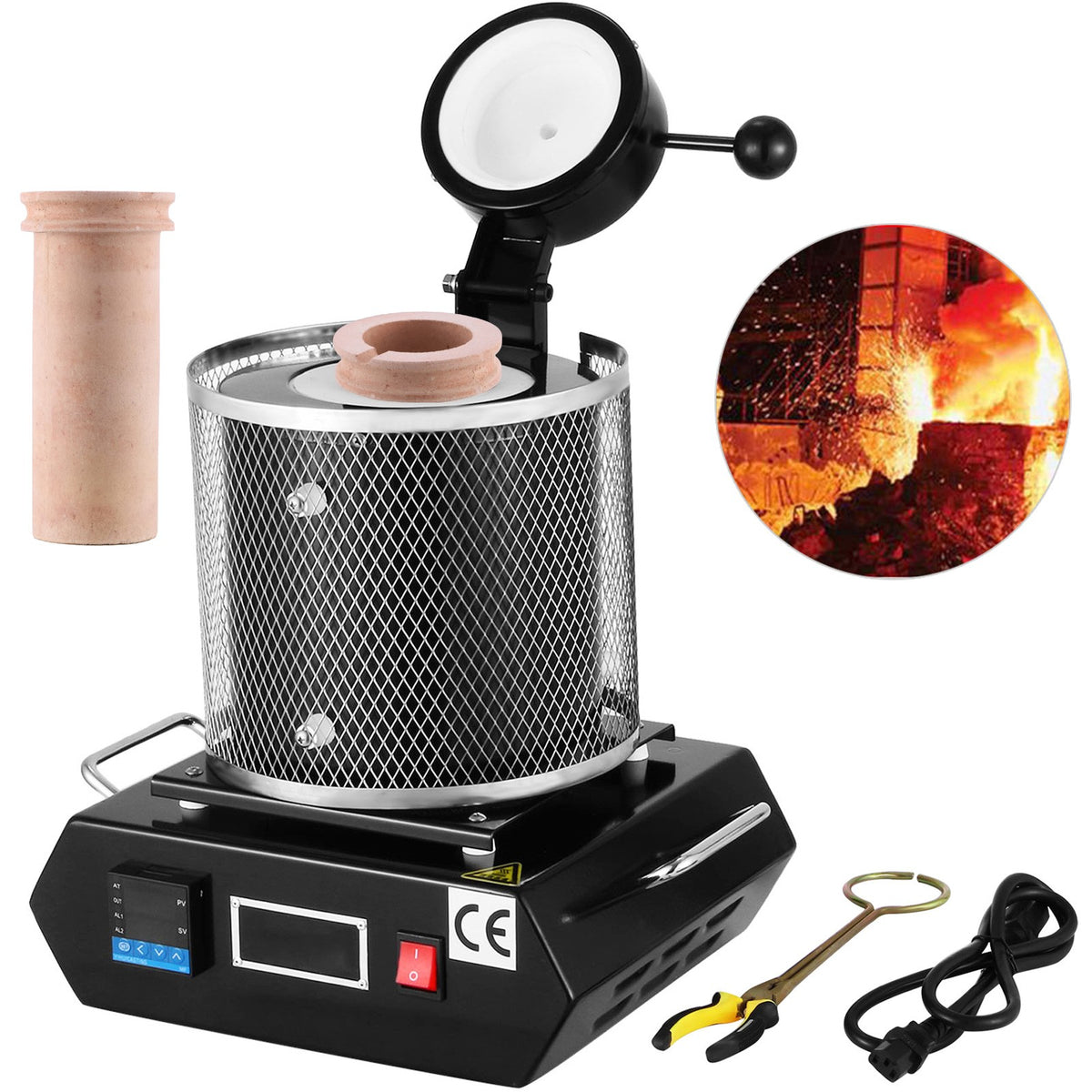 Goldschmelzofen Digital 1150°C 3kg Keramiktiegel 1350W Schmelzofen PID