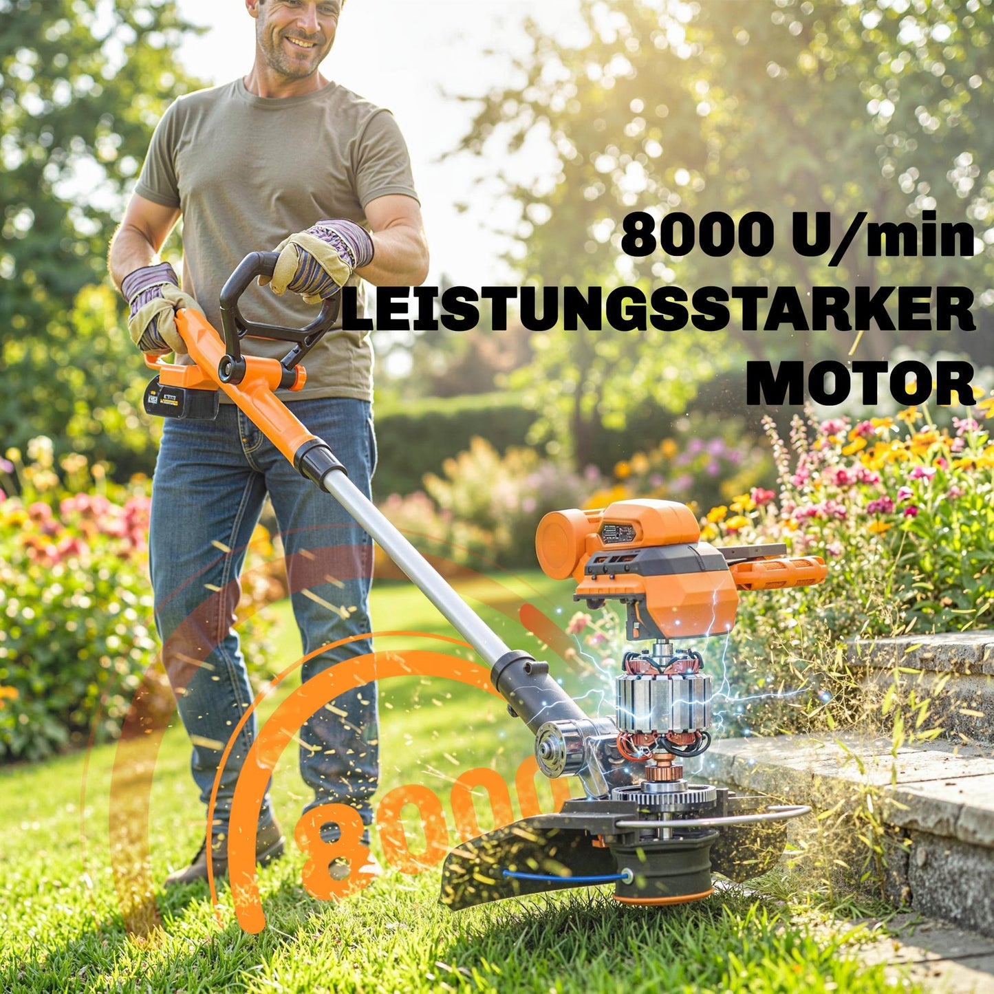 Akku Rasentrimmer 21V 150W Freischneider 2x4.0Ah Akkus Ladegerät Teleskop