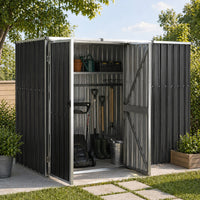 Gerätehaus Metall 225x89x159cm Geräteschuppen Garten Stahl