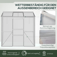 Anlehngewächshaus 192x68x196cm Polycarbonat Alu Schiebetür Dachfenster