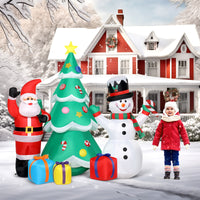 Aufblasbarer Weihnachtsbaum 190cm Weihnachtsmann Schneemann LED Deko