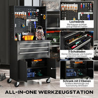 Werkzeugschrank Werkzeugkasten Rollen Lochplatte Werkstatt 69x33x133cm