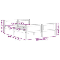 Massivholzbett 120x200cm Bettgestell Einzelbett Holzbett