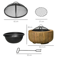 Feuerschale 61x61x39cm Feuerkorb Camping Gartenschale Feuer