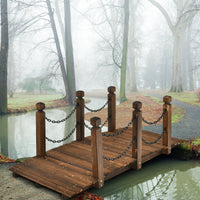 Holzbrücke Teichbrücke Gartenbrücke Geländer 150x67x55cm Wetterfest
