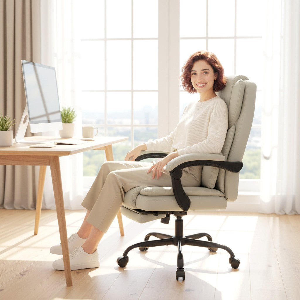 Ergonomischer Bürostuhl Schreibtischstuhl Verstellbar Fußstütze 120kg