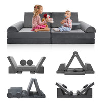 Kindersofa 10-teilig Schaumstoff Bausteine modular Spielsofa 120x60x50cm