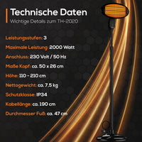 Heizstrahler Wickeltisch Standfuss Infrarot 2000W