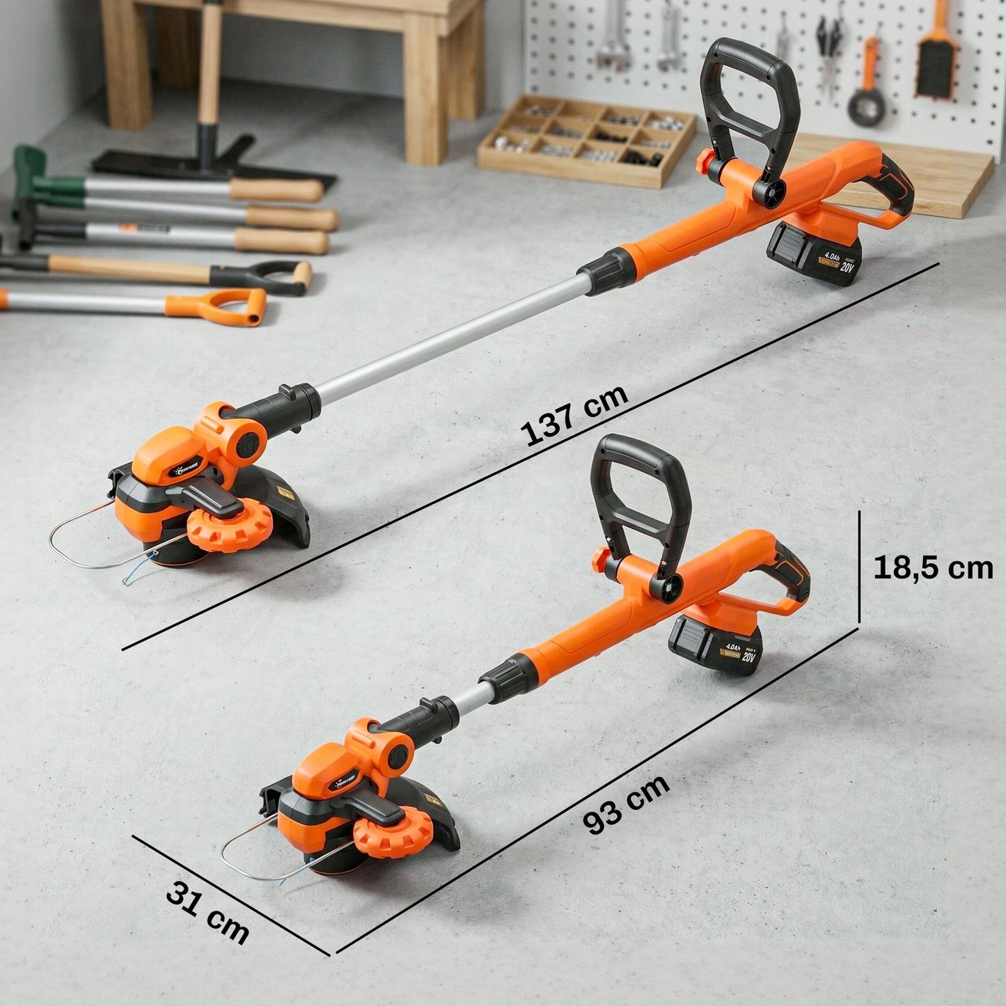 Akku Rasentrimmer 21V 150W Freischneider 2x4.0Ah Akkus Ladegerät Teleskop
