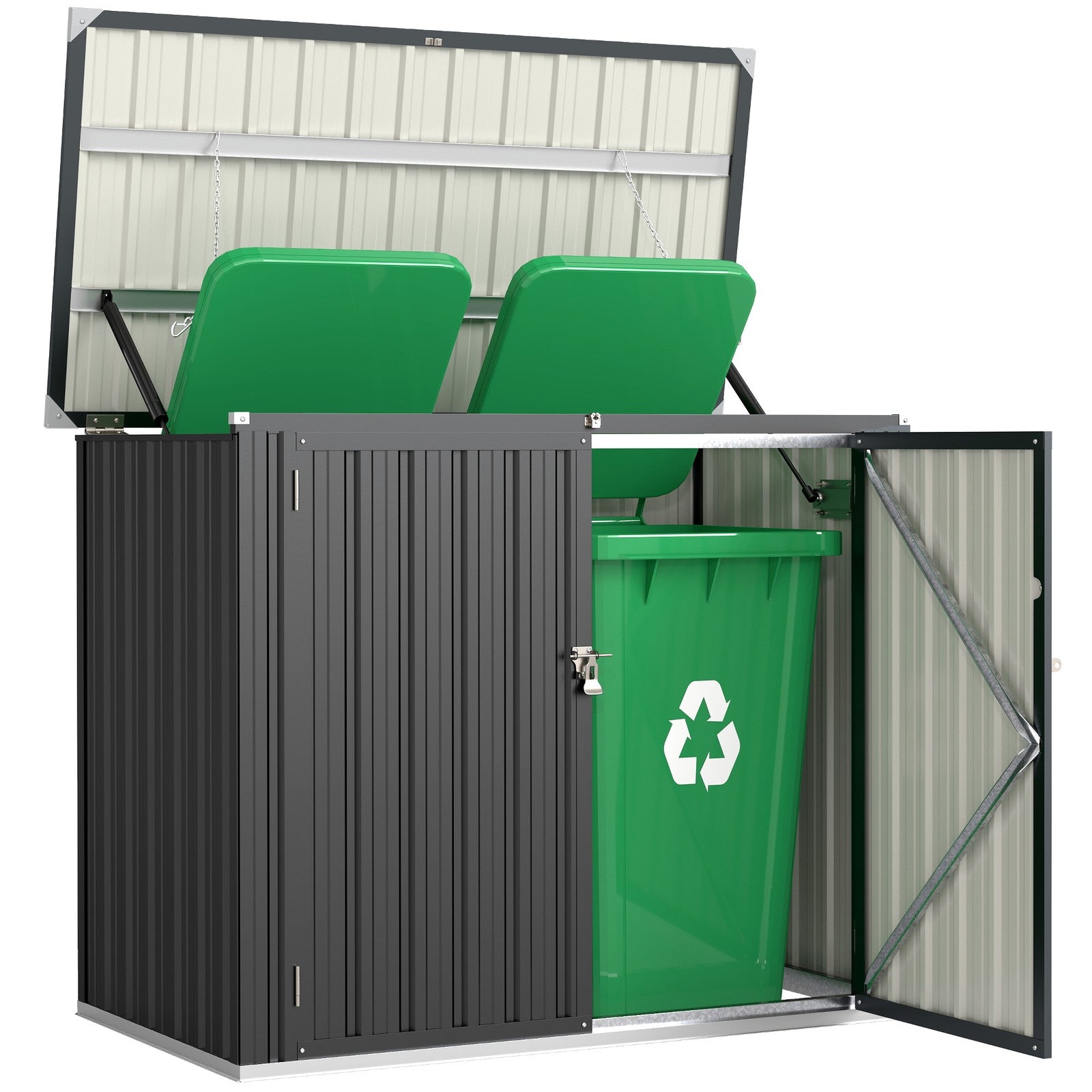 Mülltonnenbox 2 Tonnen Abschließbar Box Verzinkter Stahl 150x80x117cm