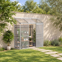 Anlehngewächshaus 192x68x196cm Polycarbonat Alu Schiebetür Dachfenster