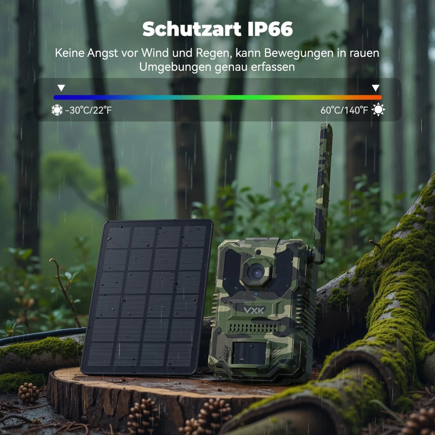 4G LTE Wildkamera Handyübertragung APP 27K Solar SIM Karte 64GB Nachtsicht
